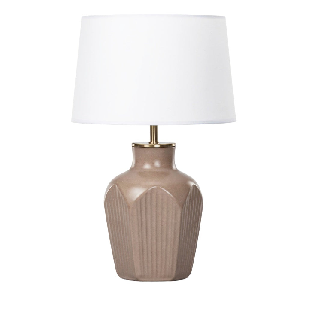 **Lampka stołowa ceramiczna z białym kloszem**